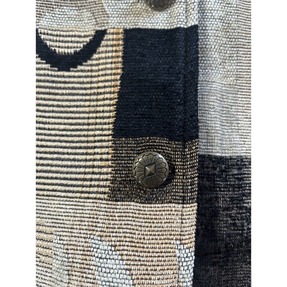 Susan Graver Jacket Blazer Size M Artsy Leaves Cabin Fall Brown Colorblock - Picture 4 of 7